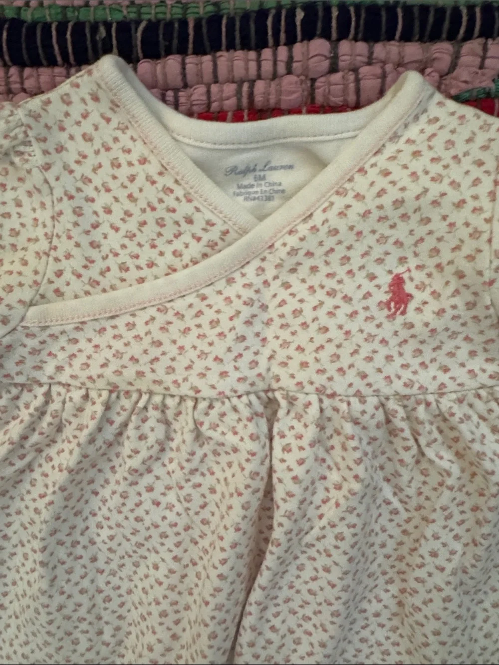 Ralph Lauren White Baby Floral Sleep Sack with Pink Accents